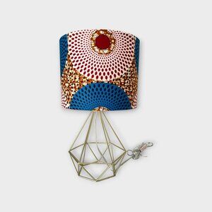 Wire table lamp upholstered with Ankara textile